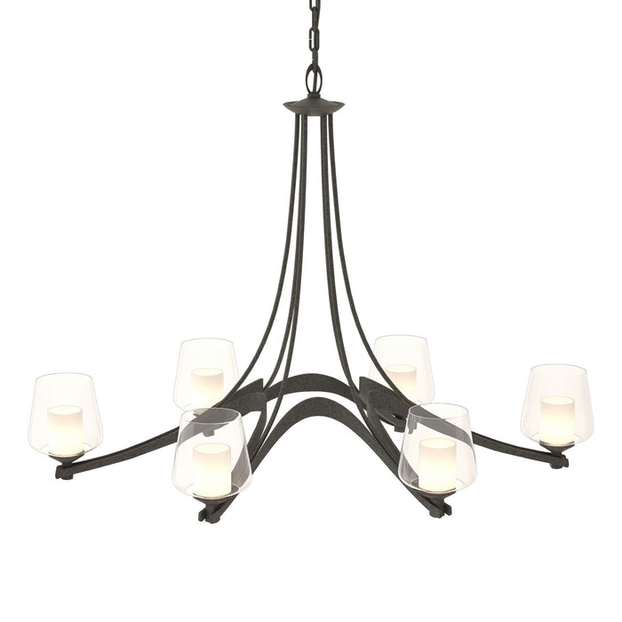 Hubbardton Forge 104116-SKT-20-ZU0291 Six Light Chandelier, Natural Iron