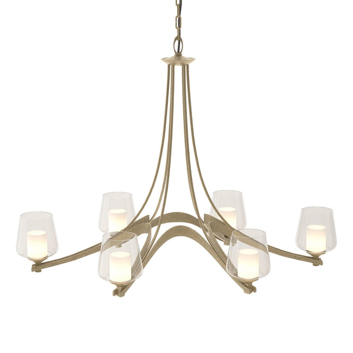 Hubbardton Forge 104116-SKT-84-ZU0291 Six Light Chandelier, Soft Gold