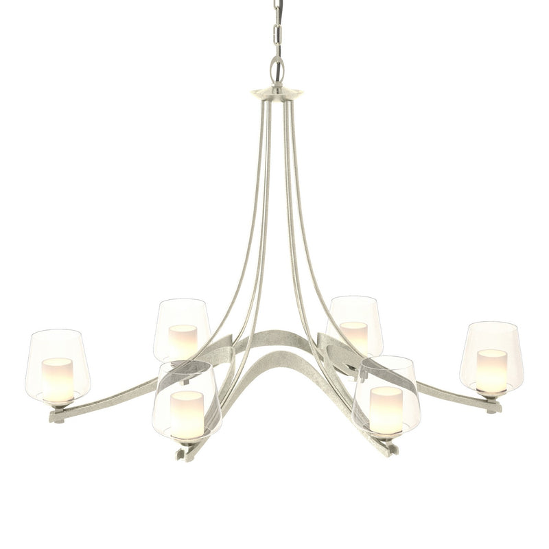 Hubbardton Forge 104116-SKT-85-ZU0291 Six Light Chandelier, Sterling