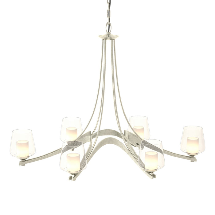 Hubbardton Forge 104116-SKT-85-ZU0291 Six Light Chandelier, Sterling