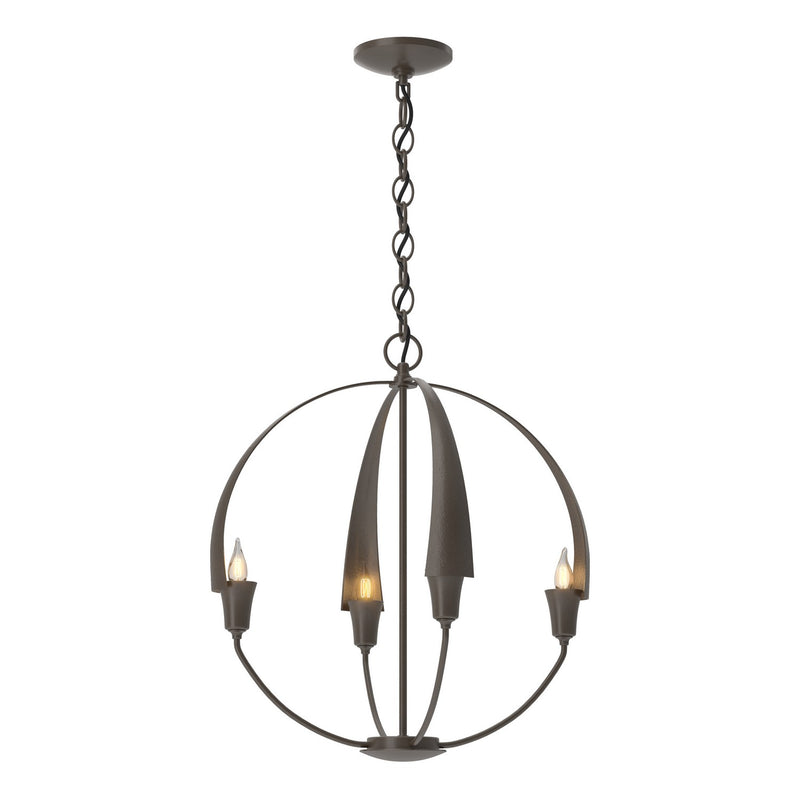 Hubbardton Forge 104201-SKT-05 Four Light Chandelier, Bronze