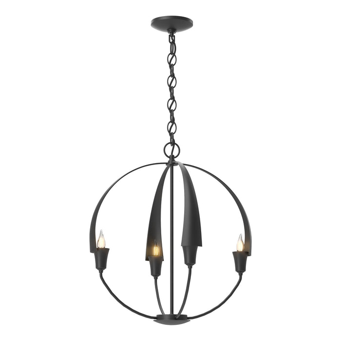 Hubbardton Forge 104201-SKT-10 Four Light Chandelier, Black