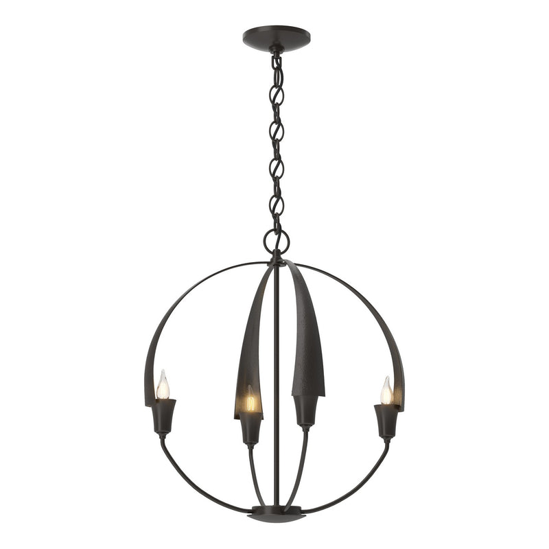 Hubbardton Forge 104201-SKT-14 Four Light Chandelier, Oil Rubbed Bronze
