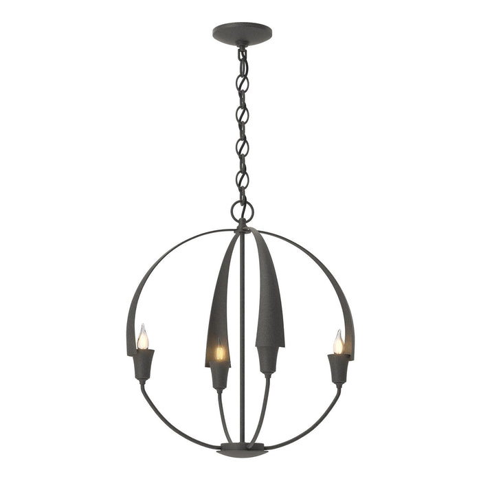 Hubbardton Forge 104201-SKT-20 Four Light Chandelier, Natural Iron
