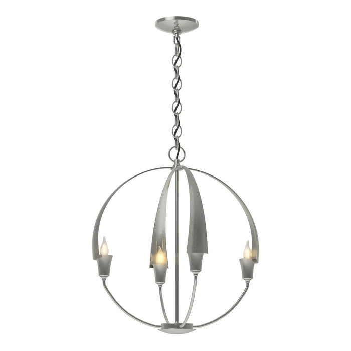 Hubbardton Forge 104201-SKT-85 Four Light Chandelier, Sterling