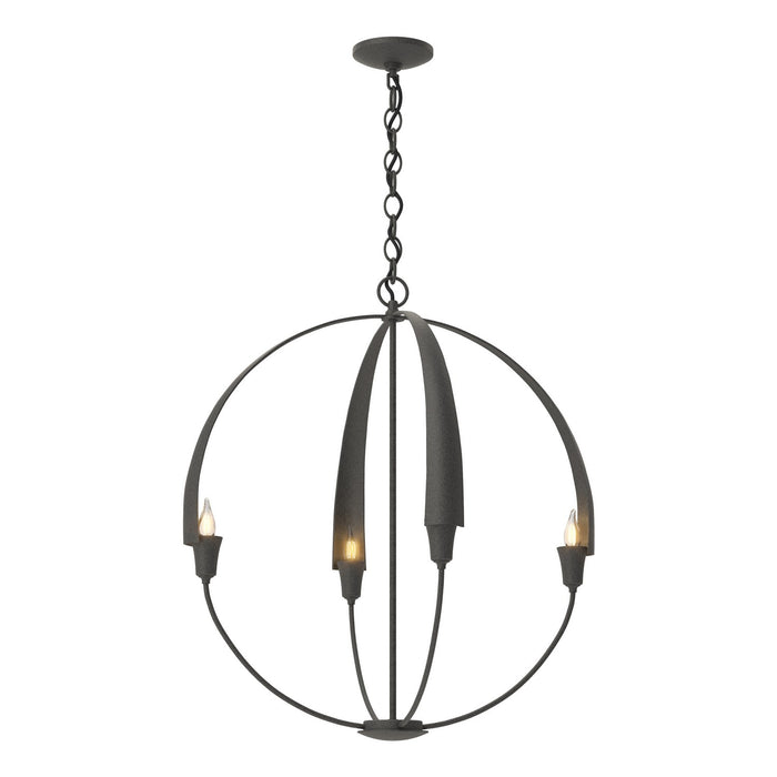 Hubbardton Forge 104203-SKT-20 Four Light Chandelier, Natural Iron