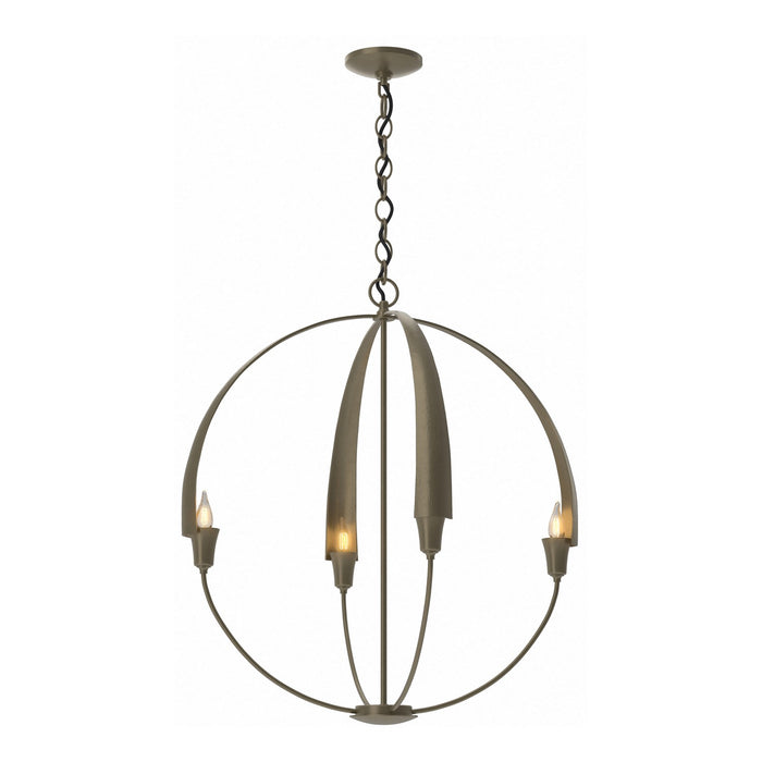Hubbardton Forge 104203-SKT-84 Four Light Chandelier, Soft Gold