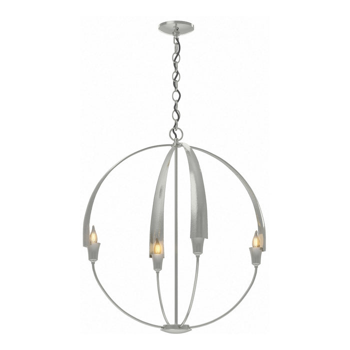 Hubbardton Forge 104203-SKT-85 Four Light Chandelier, Sterling