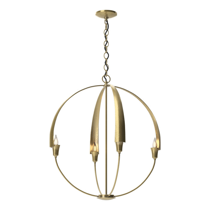 Hubbardton Forge 104203-SKT-86 Four Light Chandelier, Modern Brass