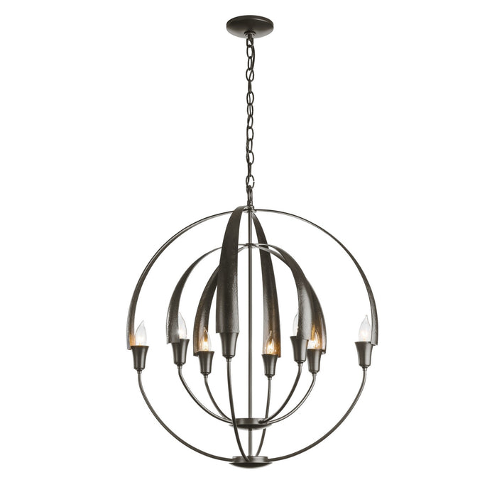 Hubbardton Forge 104205-SKT-14 Eight Light Chandelier, Oil Rubbed Bronze
