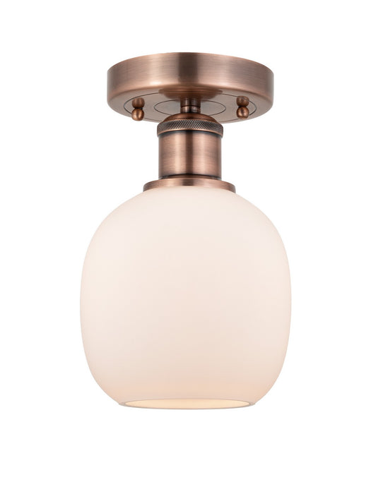 Innovations 616-1F-AC-G101 One Light Flush Mount, Antique Copper
