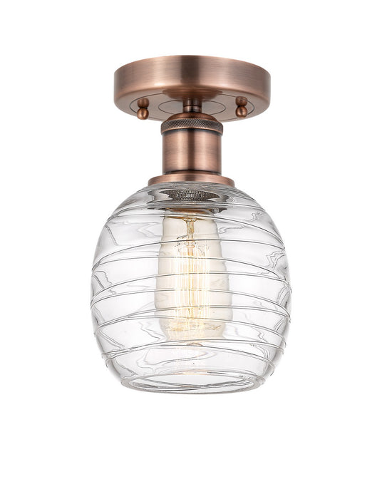 Innovations 616-1F-AC-G1013 One Light Semi-Flush Mount, Antique Copper