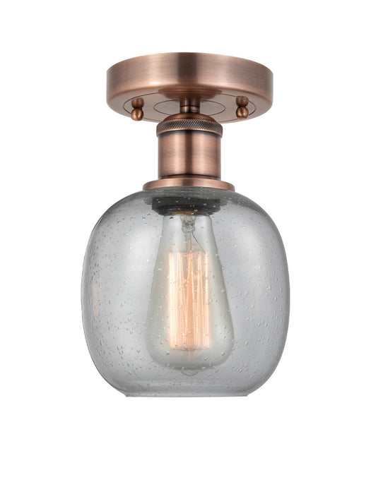 Innovations 616-1F-AC-G104 One Light Flush Mount, Antique Copper