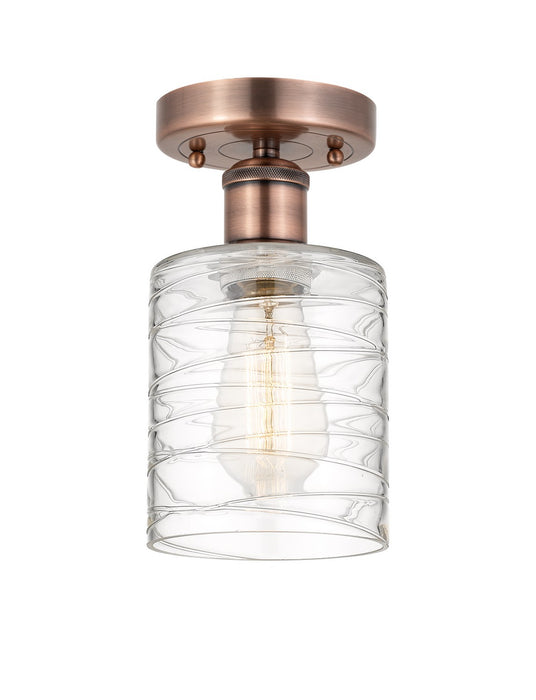 Innovations 616-1F-AC-G1113 One Light Semi-Flush Mount, Antique Copper