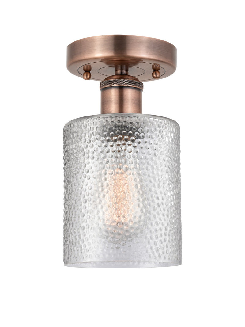 Innovations 616-1F-AC-G112 One Light Semi-Flush Mount, Antique Copper
