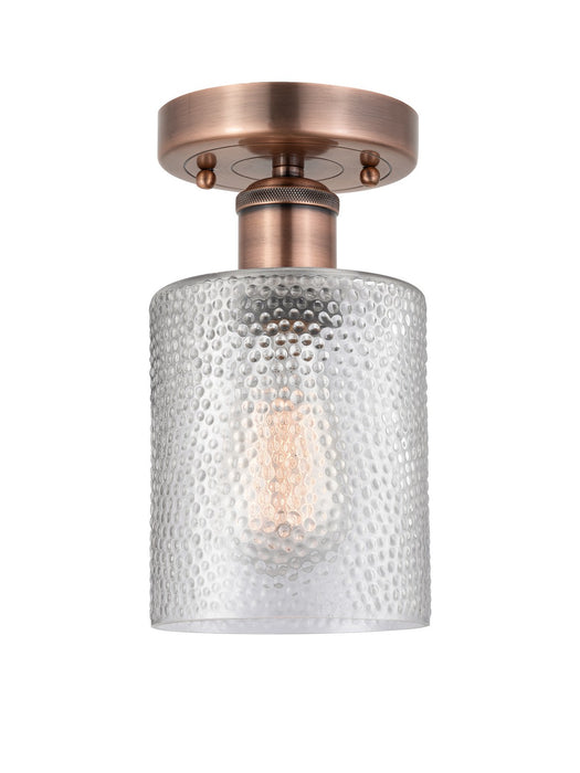 Innovations 616-1F-AC-G112 One Light Semi-Flush Mount, Antique Copper