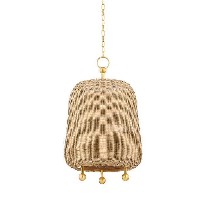 Mitzi H802701L-AGB One Light Pendant, Aged Brass