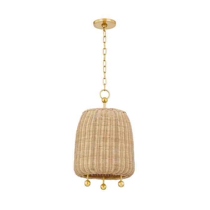 Mitzi H802701S-AGB One Light Pendant, Aged Brass