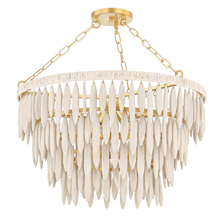 Mitzi H805804-AGB Four Light Chandelier, Aged Brass/Textured Cream