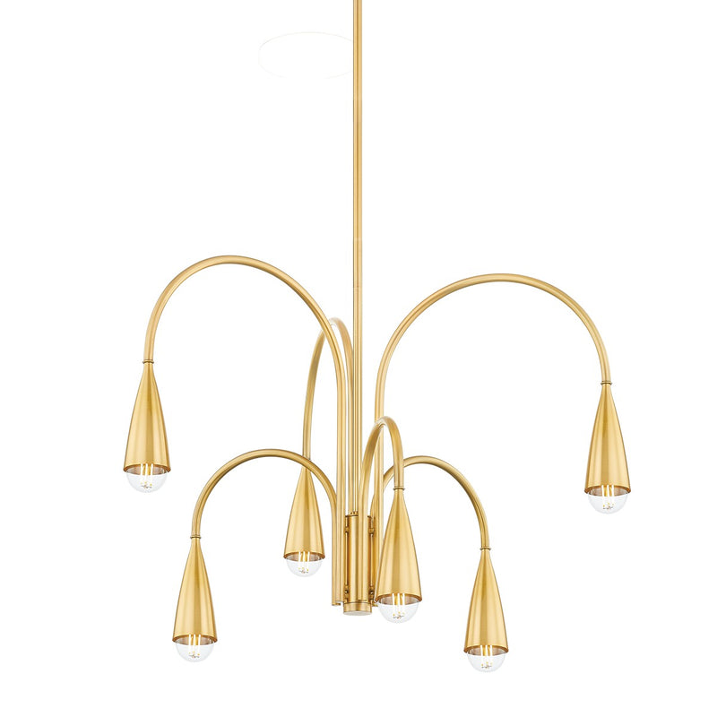 Mitzi H811806-AGB Six Light Chandelier, Aged Brass