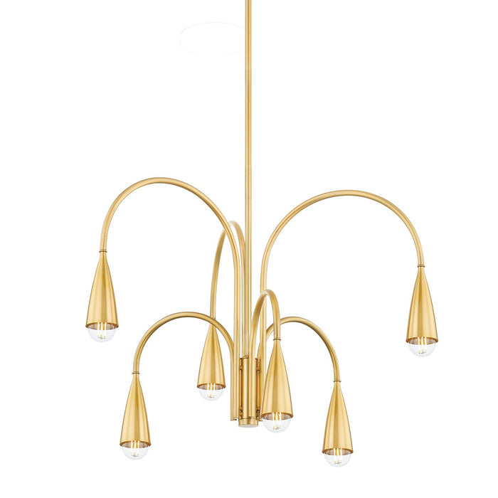Mitzi H811806-AGB Six Light Chandelier, Aged Brass