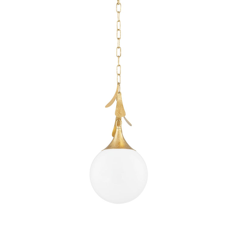 Mitzi H812701S-VGL One Light Pendant, Vintage Gold Leaf