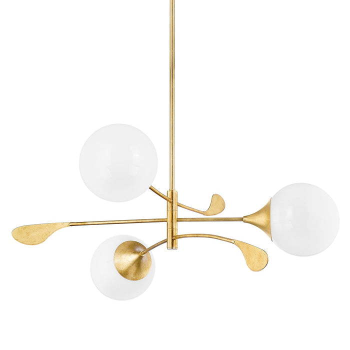 Mitzi H812803-VGL Three Light Chandelier, Vintage Gold Leaf