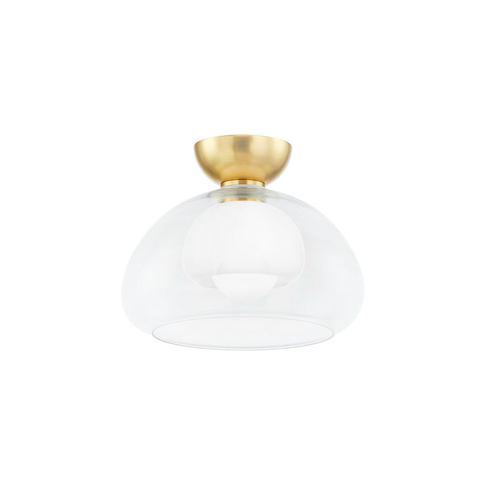 Mitzi H813601-AGB One Light Semi Flush Mount, Aged Brass