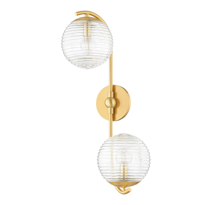 Mitzi H815102-AGB Two Light Wall Sconce, Aged Brass