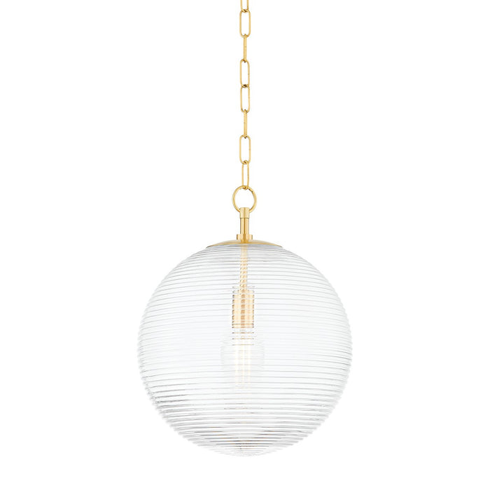 Mitzi H815701L-AGB One Light Pendant, Aged Brass