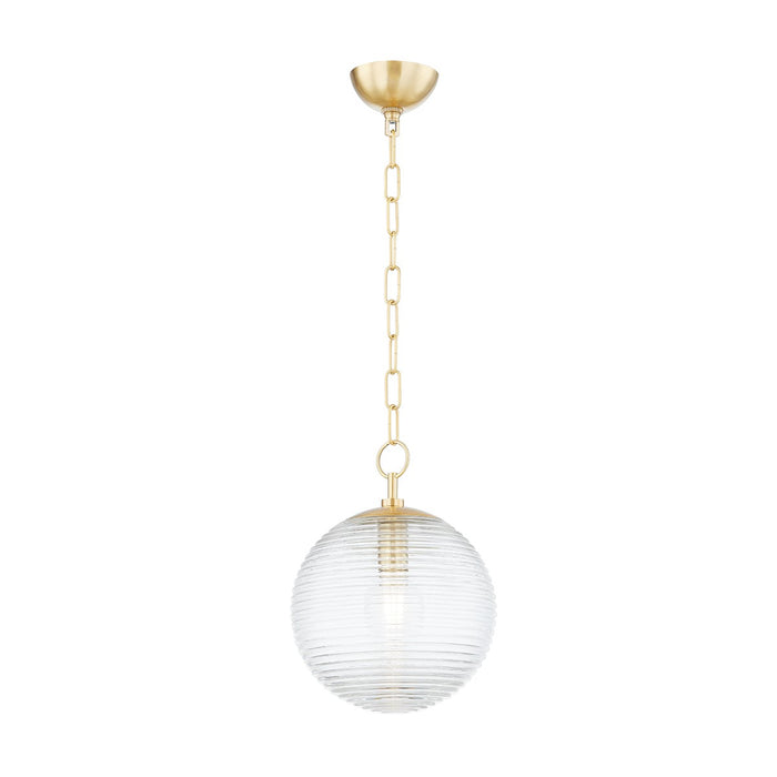 Mitzi H815701S-AGB One Light Pendant, Aged Brass