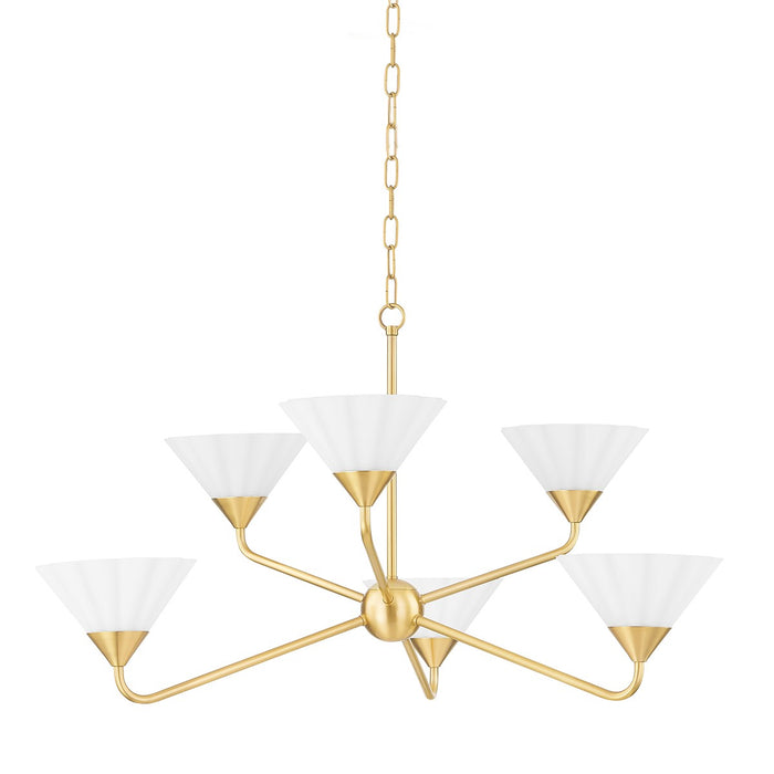 Mitzi H817806-AGB Six Light Chandelier, Aged Brass