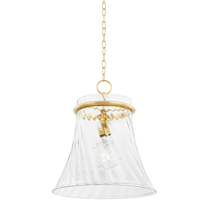 Mitzi H824701L-AGB One Light Pendant, Aged Brass