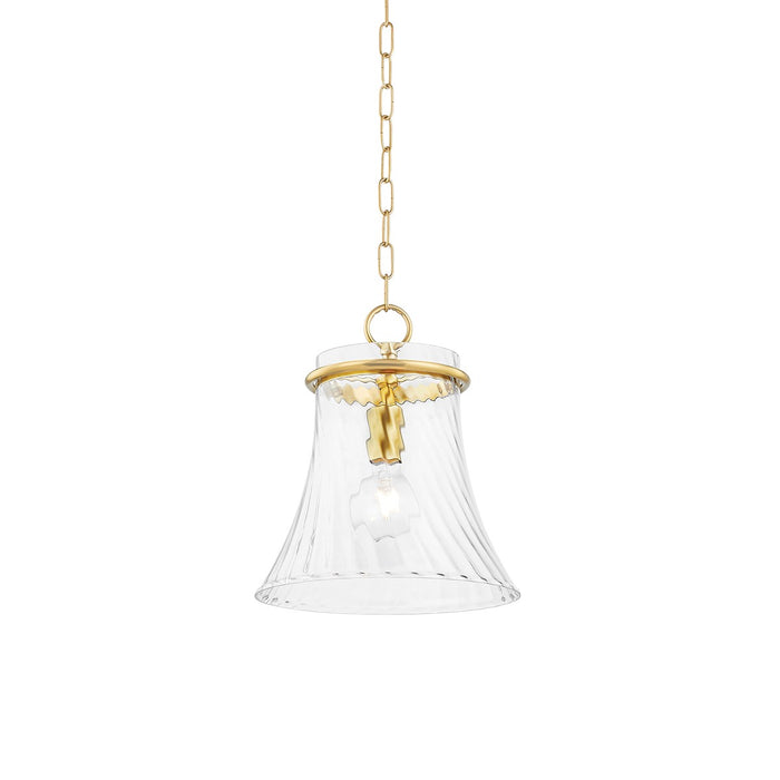 Mitzi H824701S-AGB One Light Pendant, Aged Brass
