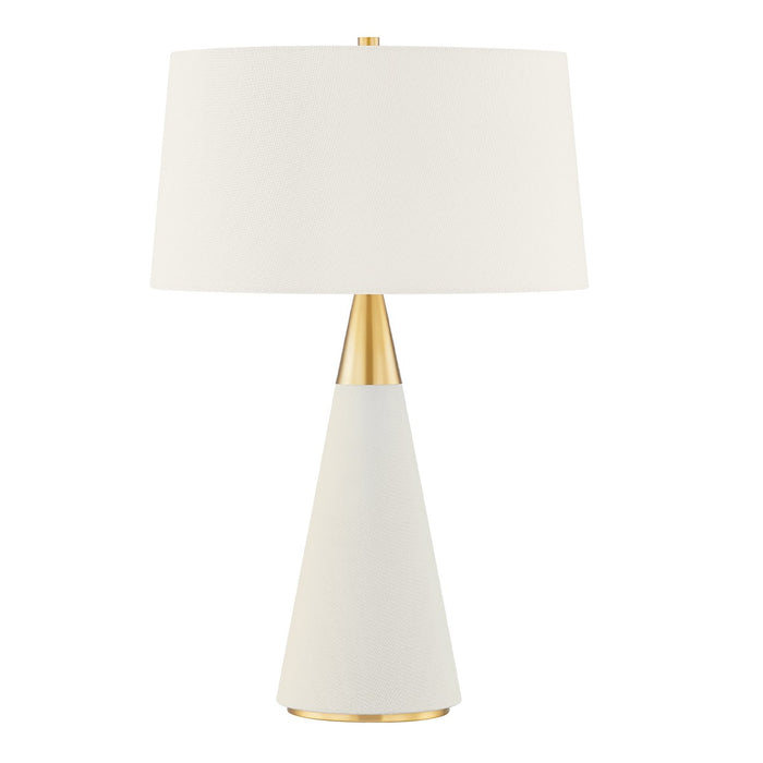 Mitzi HL819201-AGB/CL One Light Table Lamp, Aged Brass/Cream Linen