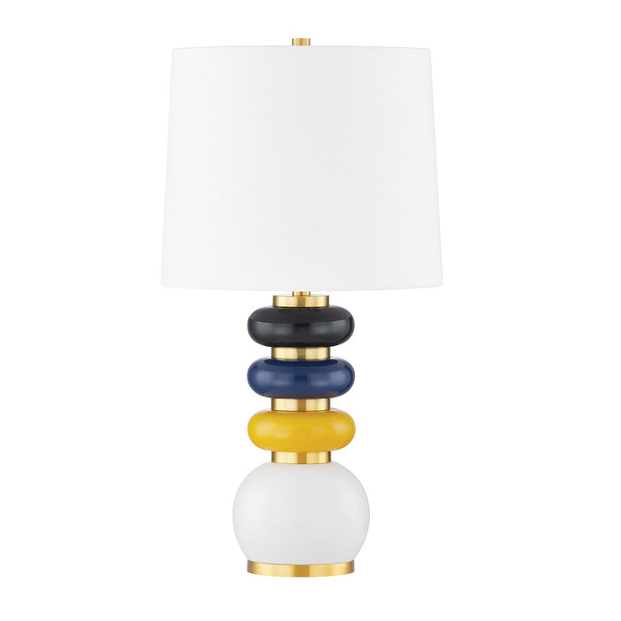 Mitzi HL820201-AGB/CMM One Light Table Lamp, Aged Brass/Ceramic Mod Mix