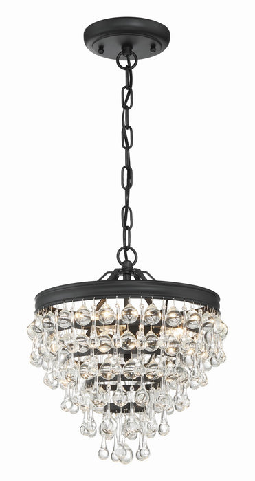 Crystorama 130-MK Three Light Mini Chandelier, Matte Black