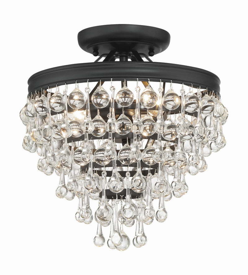 Crystorama 130-MK_CEILING Three Light Semi Flush Mount, Matte Black
