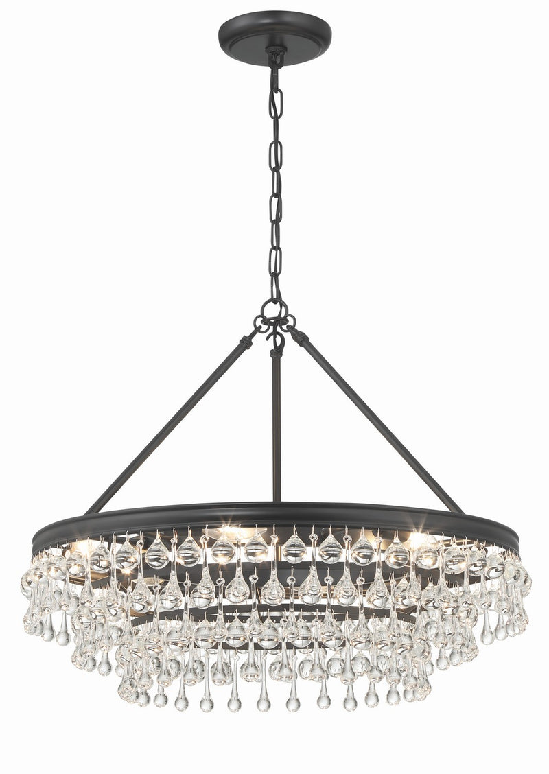 Crystorama 237-MK Six Light Chandelier, Matte Black