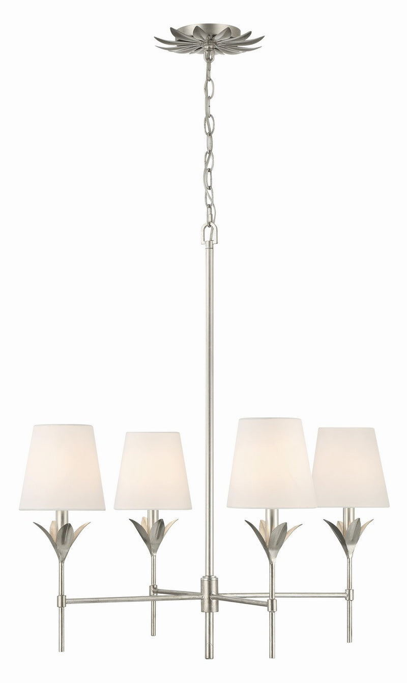 Crystorama 534-SA Four Light Chandelier, Antique Silver