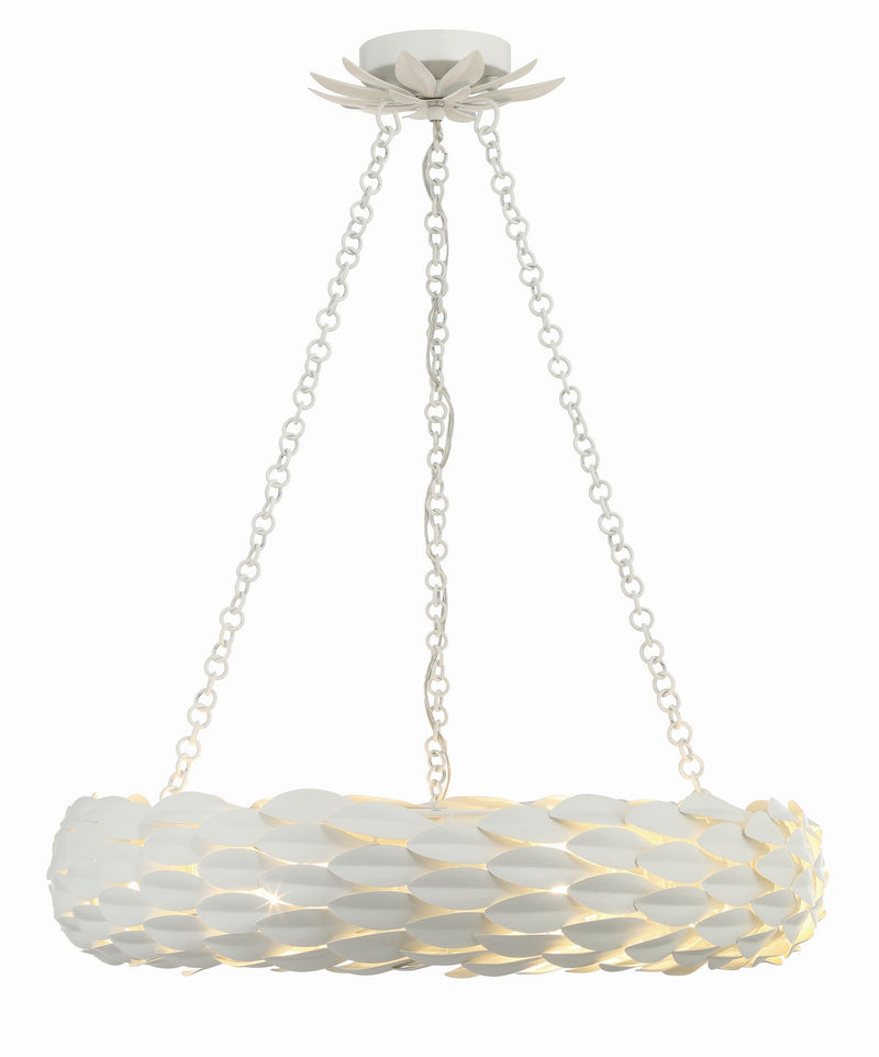 Crystorama 536-MT Six Light Pendant, Matte White