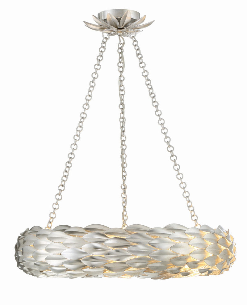 Crystorama 536-SA Six Light Pendant, Antique Silver