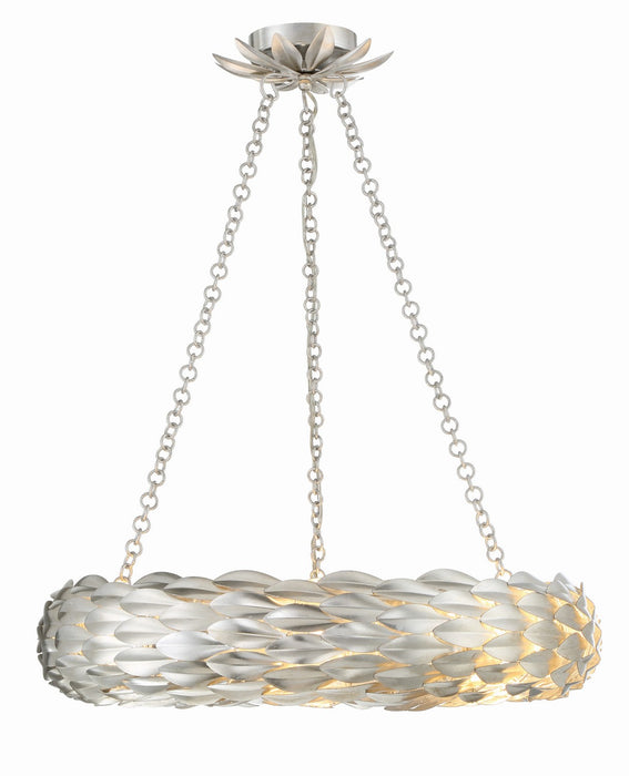Crystorama 536-SA Six Light Pendant, Antique Silver