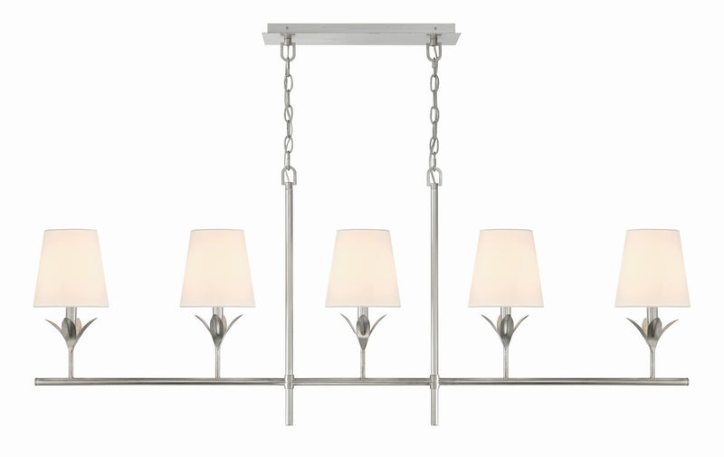 Crystorama 537-SA Five Light Chandelier, Antique Silver