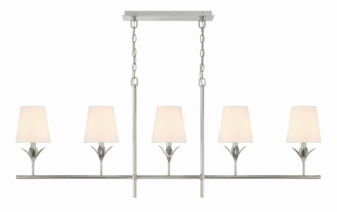 Crystorama 537-SA Five Light Chandelier, Antique Silver