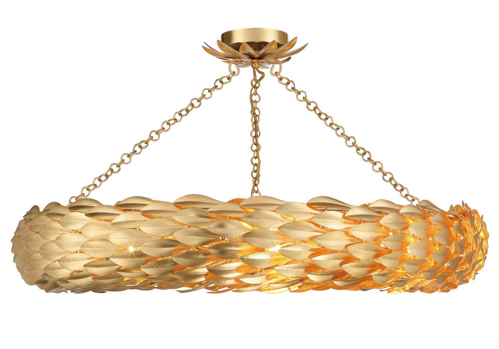 Crystorama 538-GA_CEILING Eight Light Semi Flush Mount, Antique Gold