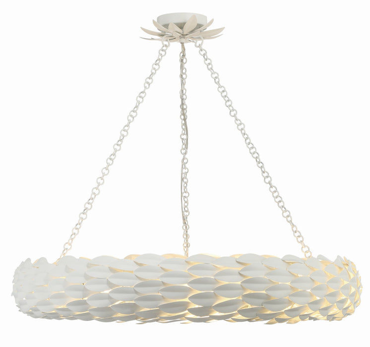 Crystorama 538-MT Eight Light Pendant, Matte White