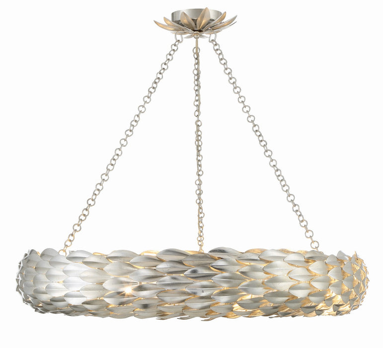 Crystorama 538-SA Eight Light Pendant, Antique Silver