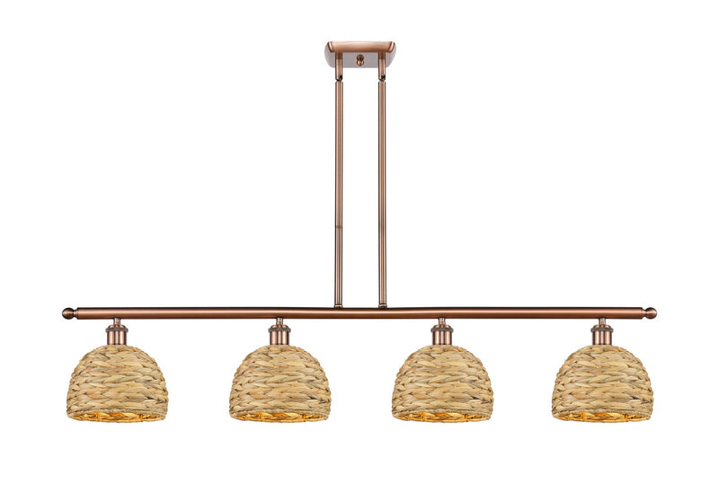 Innovations 516-4I-AC-RBD-8-NAT Four Light Pendant, Antique Copper