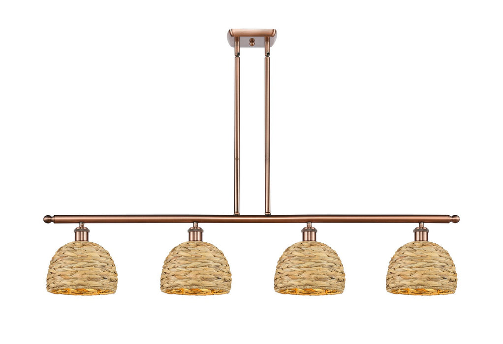 Innovations 516-4I-AC-RBD-8-NAT Four Light Pendant, Antique Copper